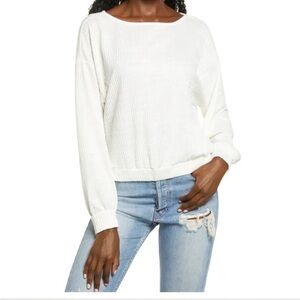 All in Favor Boat Neck Pullover In Off White